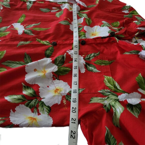 Blue Hawaii Red Floral Cotton Shirt Med - Picture 6 of 8